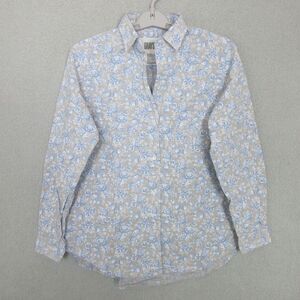Grayson Shirt Womens 2 Floral Long Sleeve Button Up Lightweight Gray Cotton